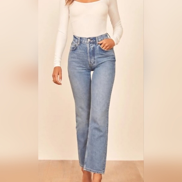 Reformation Cynthia High Relaxed Straight Leg Denim Jeans Blue San Lucas size 25 - Picture 3 of 11